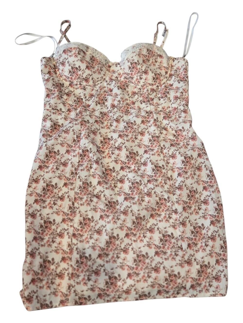 Windsor, Soft Floral With Lace Trim, Bodycon, Mini Dress, Size S